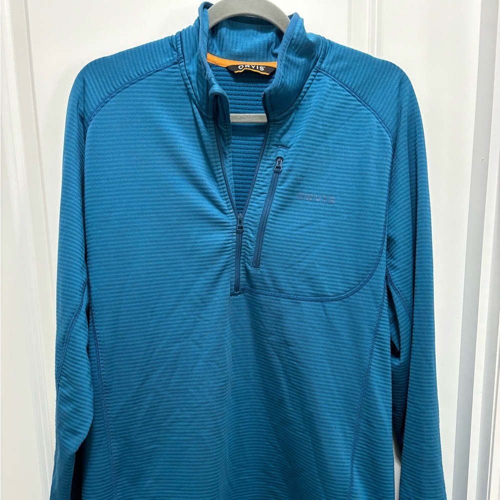 ORVIS Horseshoe hills 1/4 zip pullover. Teal waffle fleece. Men’s M